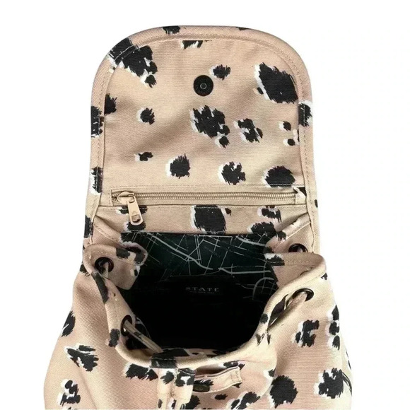 STATE Pink and Black Leopard Print Canvas Backpack - Picture 2 of 8
